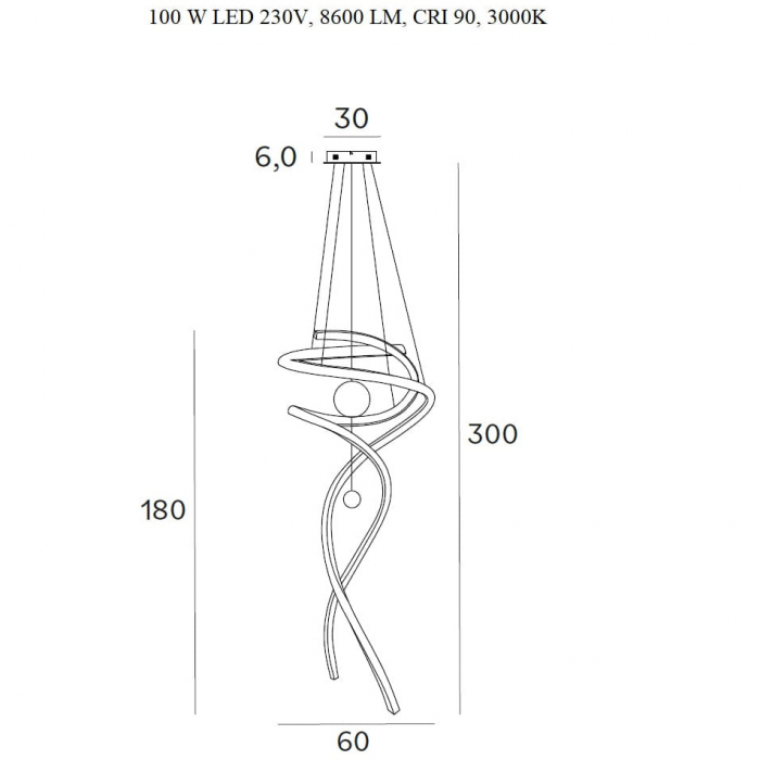 Lustra lux inalta aurie LED dimabil Naisi Ø 60 cm metal/acril, inaltime reglabila, P0427D - Maxlight [2]