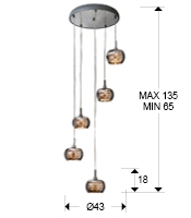 Lustra lux crom rotunda Camila, 5 pendule sticla cu cristale, inaltime reglabila, 193364 - Schuller [2]