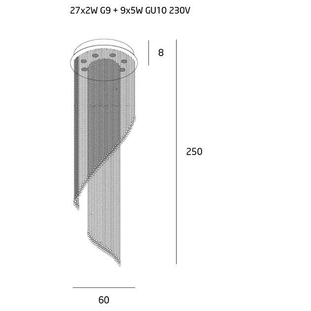 Lustra lux inalta rotunda Jarmila Ø 60x250 cm metal si sticla, C0130 - Maxlight [5]