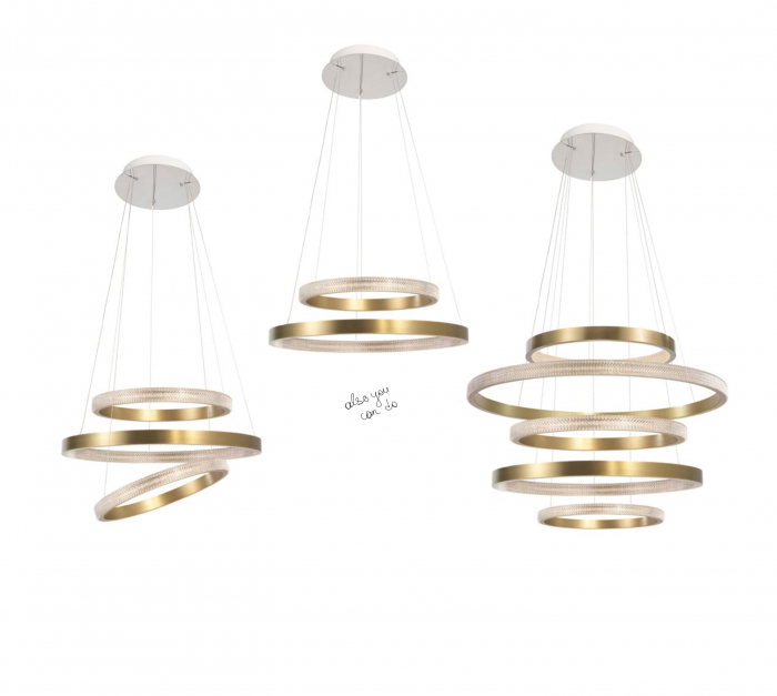Lustra lux moderna pendul rotund auriu antic cu cristale acril Bogna Ø45/65/85/108 cm, iluminare LED, 86016802 - Novaluce [9]