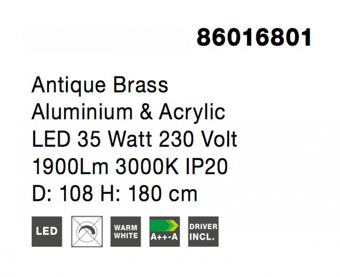 Lustra lux moderna pendul rotund auriu antic cu cristale acril Bogna Ø45/65/85/108 cm, iluminare LED, 86016802 - Novaluce [21]