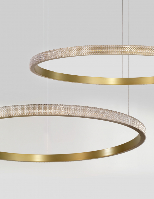 Lustra lux moderna pendul rotund auriu antic cu cristale acril Bogna Ø45/65/85/108 cm, iluminare LED, 86016802 - Novaluce [3]