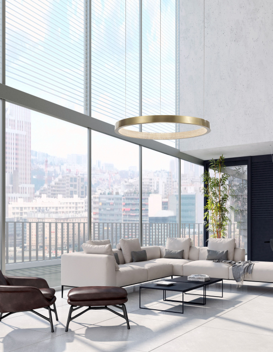 Lustra lux moderna pendul rotund auriu antic cu cristale acril Marika Ø45/65/85/108 cm, iluminare LED, 86016808 - Novaluce [7]