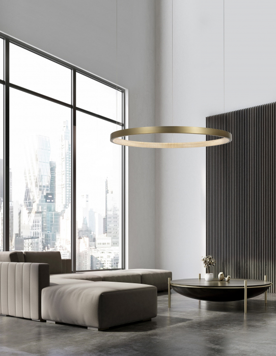 Lustra lux moderna pendul rotund auriu antic cu cristale acril Marika Ø45/65/85/108 cm, iluminare LED, 86016808 - Novaluce [11]