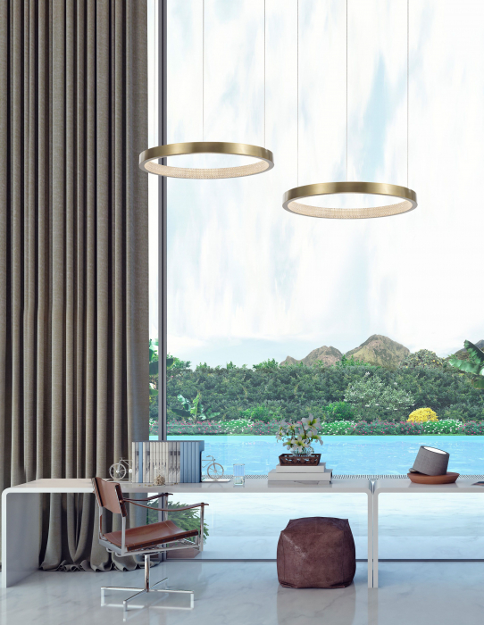Lustra lux moderna pendul rotund auriu antic cu cristale acril Marika Ø45/65/85/108 cm, iluminare LED, 86016808 - Novaluce [2]