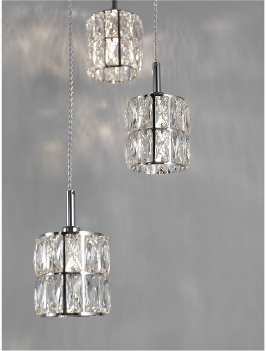 Lustra lux rotunda 5 pendule din cristal transparent Valeri, Ø 41 cm, baza metal cromat, 8538105 - Novaluce [3]