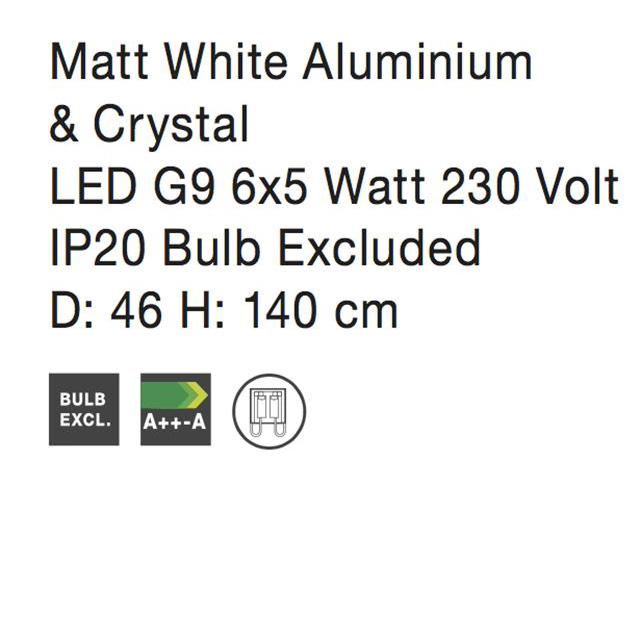 Lustra lux rotunda alba Shazi, Ø 46 cm, metal si cristal, 8502962 - Novaluce [4]