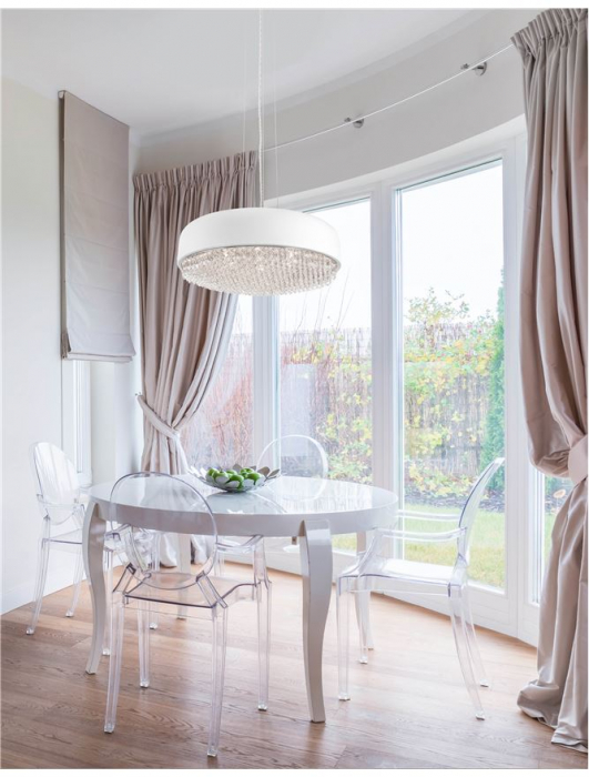 Lustra lux rotunda alba Shazi, Ø 46 cm, metal si cristal, 8502962 - Novaluce [2]