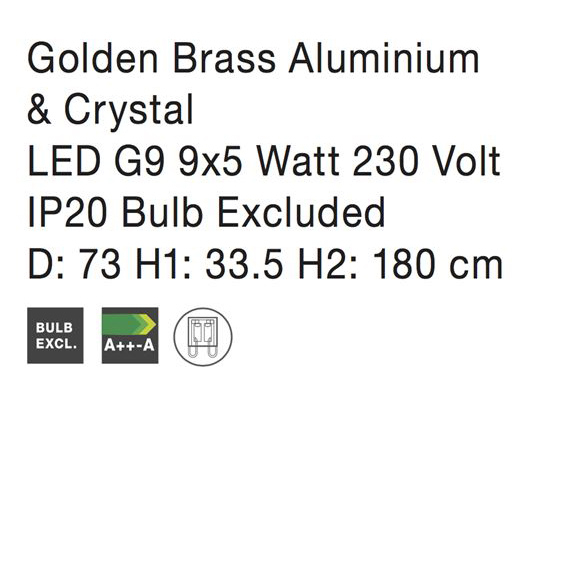 Lustra lux rotunda aurie cu cristale Carmina, din metal, Ø 73/85 cm, 81091718 - Novaluce [9]
