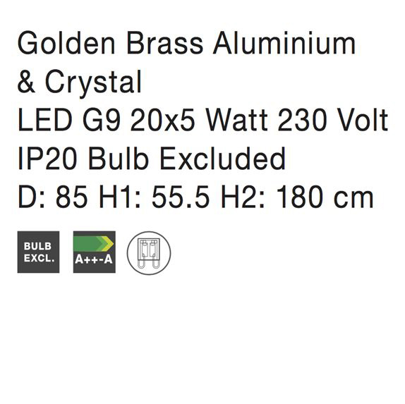 Lustra lux rotunda aurie cu cristale Carmina, din metal, Ø 73/85 cm, 81091718 - Novaluce [5]