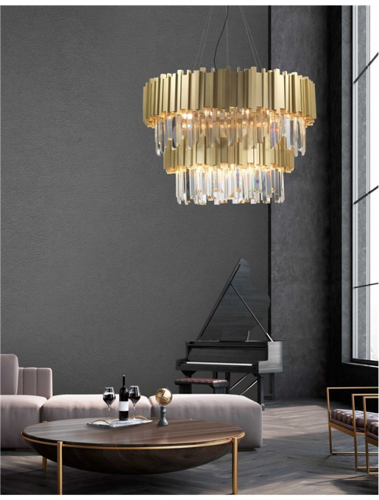 Lustra lux rotunda aurie cu cristale Carmina, din metal, Ø 73/85 cm, 81091718 - Novaluce [2]