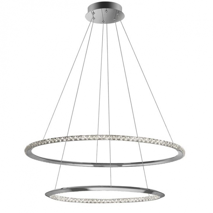 Lustra lux rotunda crom cu cristale Avone, 1/2 inele ajustabile din metal cu LED dimabil, 9312837 - Novaluce [12]