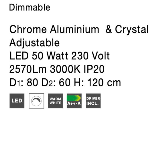 Lustra lux rotunda crom cu cristale Avone, 1/2 inele ajustabile din metal cu LED dimabil, 9312837 - Novaluce [17]