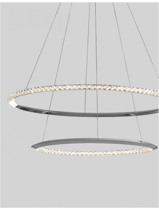 Lustra lux rotunda crom cu cristale Avone, 1/2 inele ajustabile din metal cu LED dimabil, 9312837 - Novaluce [14]