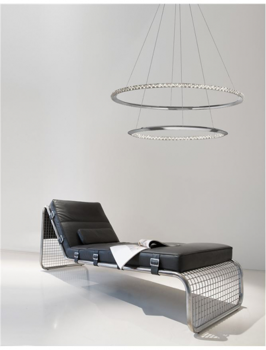 Lustra lux rotunda crom cu cristale Avone, 1/2 inele ajustabile din metal cu LED dimabil, 9312837 - Novaluce [11]