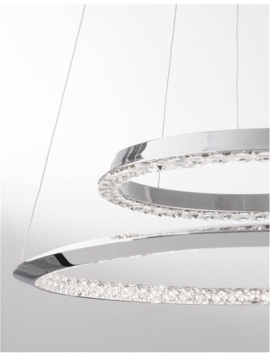 Lustra lux rotunda crom cu cristale Avone, 1/2 inele ajustabile din metal cu LED dimabil, 9312837 - Novaluce [5]