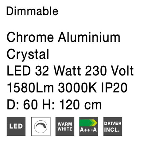 Lustra lux rotunda crom cu cristale Avone, 1/2 inele ajustabile din metal cu LED dimabil, 9312837 - Novaluce [24]