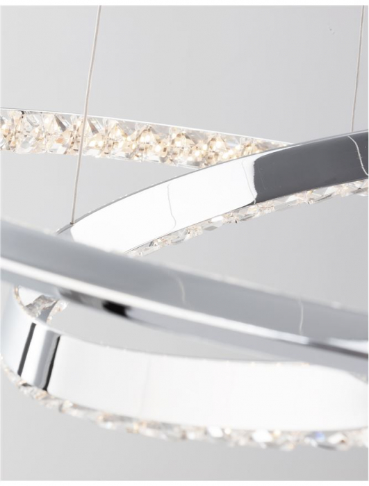 Lustra lux rotunda crom cu cristale Avone, 1/2 inele ajustabile din metal cu LED dimabil, 9312837 - Novaluce [7]