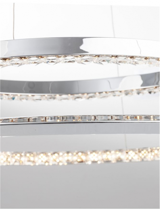 Lustra lux rotunda crom cu cristale Avone, 1/2 inele ajustabile din metal cu LED dimabil, 9312837 - Novaluce [6]