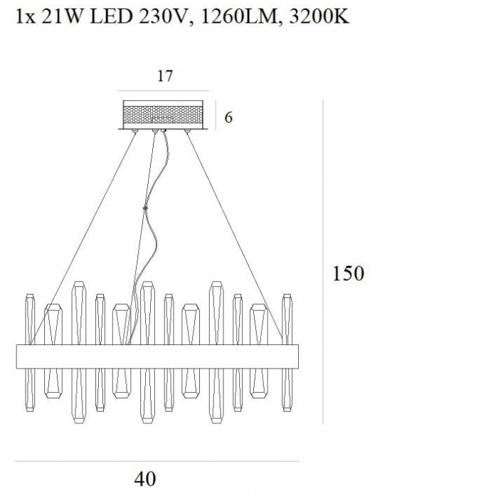 Lustra lux rotunda iluminare LED Ermes Ø 40/60 cm metal/sticla, inaltime reglabila, P0421 - Maxlight [4]