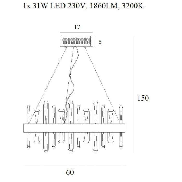 Lustra lux rotunda iluminare LED Ermes Ø 40/60 cm metal/sticla, inaltime reglabila, P0421 - Maxlight [2]