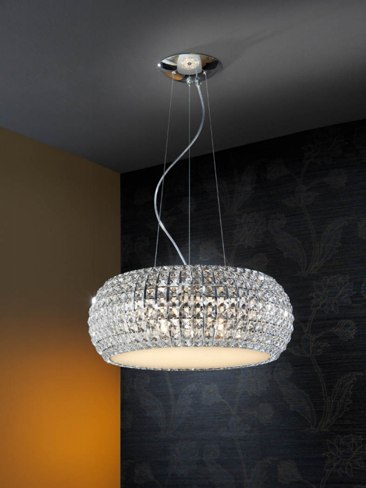Lustra lux rotunda Jasmi cristale patrate transparente, Ø 54 cm, inaltime reglabila, 507514 - Schuller [3]