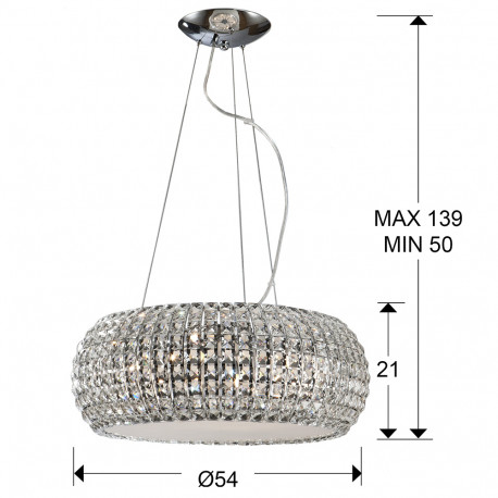 Lustra lux rotunda Jasmi cristale patrate transparente, Ø 54 cm, inaltime reglabila, 507514 - Schuller [2]