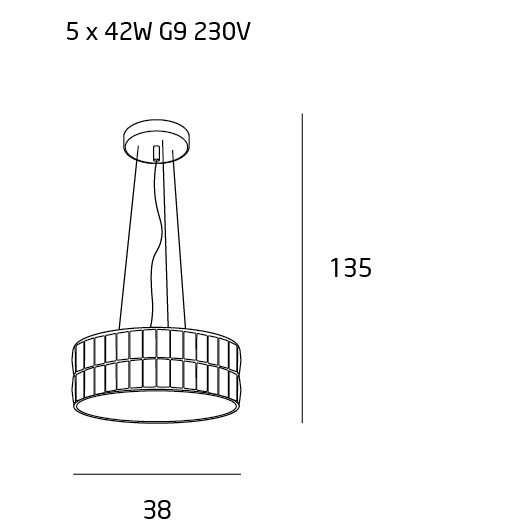 Lustra lux rotunda Jaxx Ø 38 cm metal/sticla, inaltime reglabila, P0236 - Maxlight [3]
