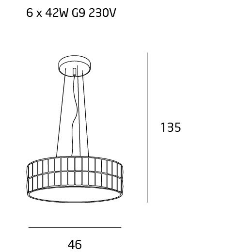 Lustra lux rotunda Jaxx Ø 46 cm metal/sticla, inaltime reglabila, P0238 - Maxlight [3]