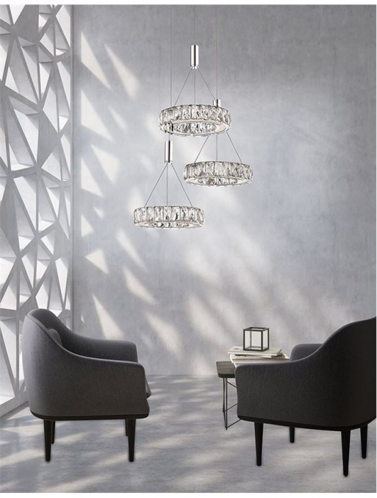 Lustra lux rotunda Lisana, cu 3 abajururi din sticla transparenta, Ø 50 cm, 7402401 - Novaluce [2]
