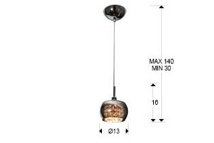 Lustra lux rotunda tip pendul crom Camila, sticla cu cristale, Ø 13 cm, inaltime reglabila, 193273 - Schuller [3]