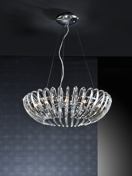 Lustra lux transparenta/sampanie Zaira, tije sticla curbata, inaltime reglabila, 876124 - Schuller [5]