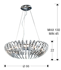 Lustra lux transparenta/sampanie Zaira, tije sticla curbata, inaltime reglabila, 876124 - Schuller [4]
