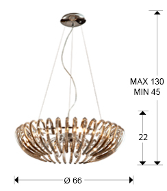 Lustra lux transparenta/sampanie Zaira, tije sticla curbata, inaltime reglabila, 876124 - Schuller [2]