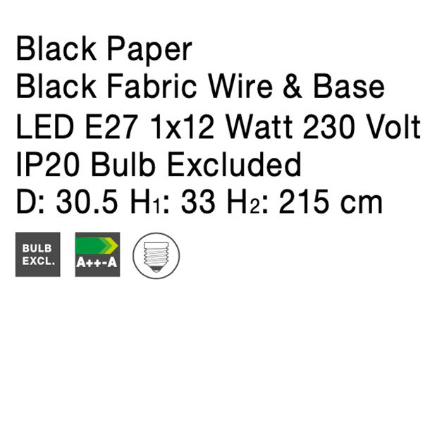 Lustra maro/neagra tip pendul premium Komo, abajur din hartie mocca, Ø 30,5 cm, inaltime reglabila, 9858713 - Novaluce [11]