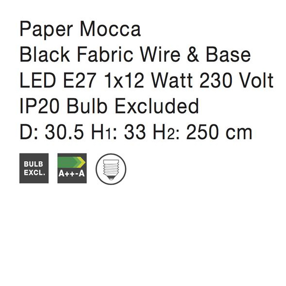 Lustra maro/neagra tip pendul premium Komo, abajur din hartie mocca, Ø 30,5 cm, inaltime reglabila, 9858713 - Novaluce [15]