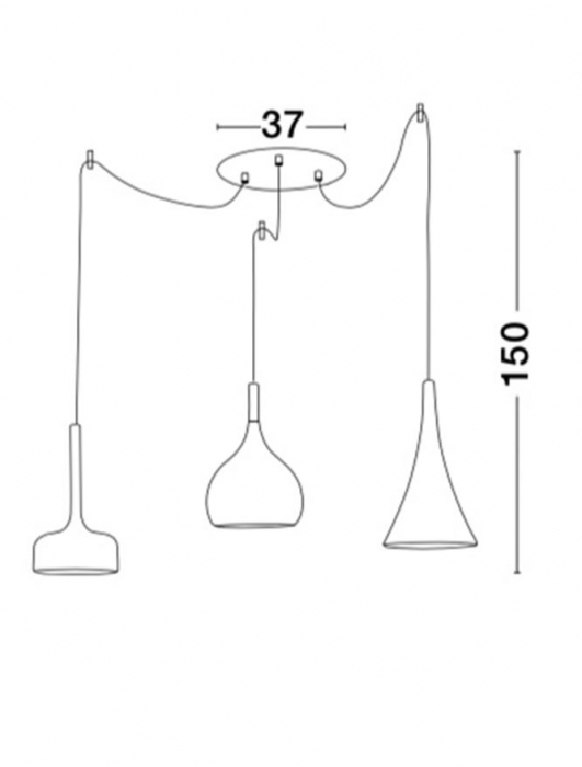 Lustra metal maro Vemor cu 3 pendule de forma diferita, inaltime reglabila, 8942201 - Novaluce [3]