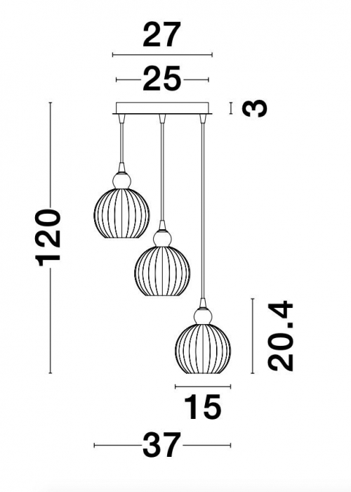 Lustra moderna 3 pendule albe forma rotunda Teres, sticla opal/metal crom, 9190882 - Novaluce [5]