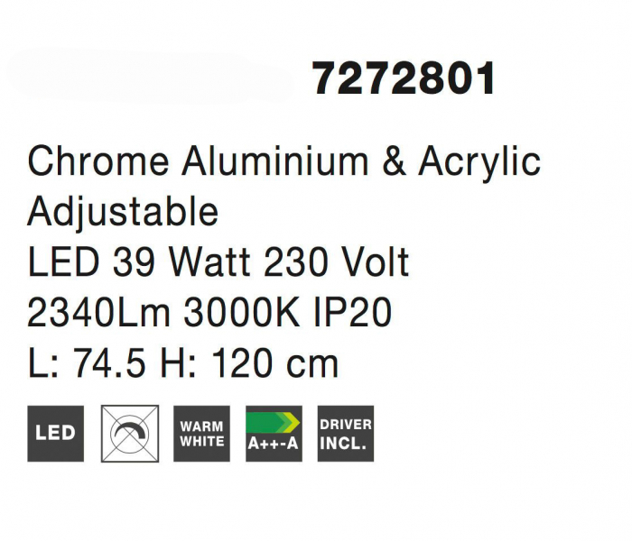 Lustra moderna 4 inele crom LED ajustabile Gyslain 75 cm, design lux, 7272801 - Novaluce [4]