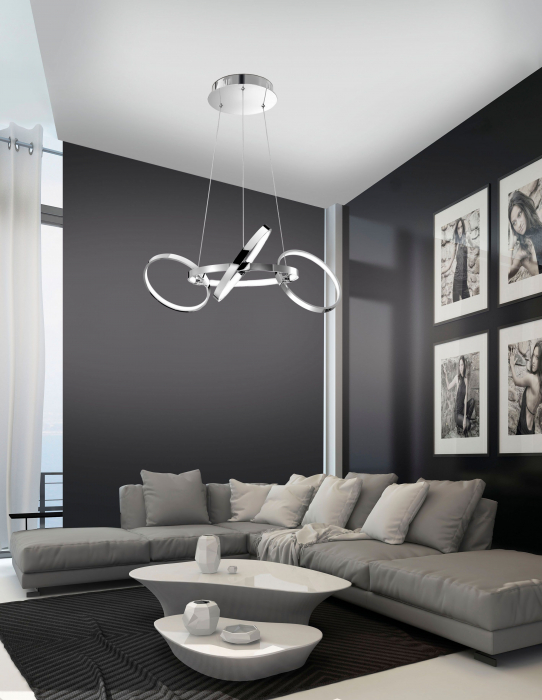 Lustra moderna 4 inele crom LED ajustabile Gyslain 75 cm, design lux, 7272801 - Novaluce [2]