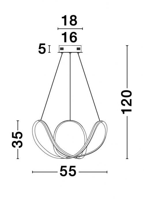 Lustra moderna alba/neagra LED dimabil Famke 55/70 cm, forma bucla, 9348052 - Novaluce [14]