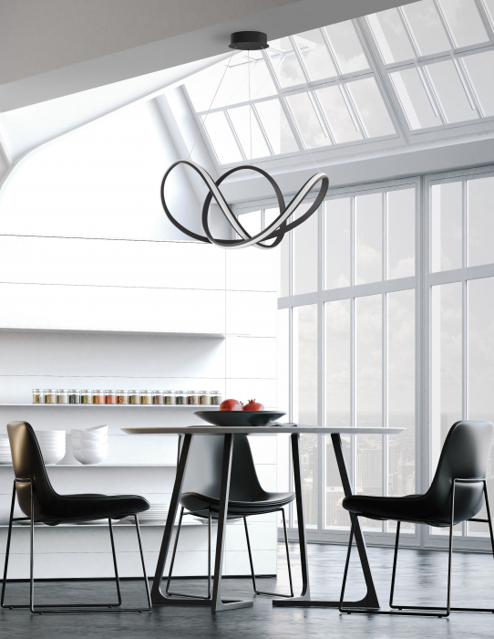 Lustra moderna alba/neagra LED dimabil Famke 55/70 cm, forma bucla, 9348052 - Novaluce [26]