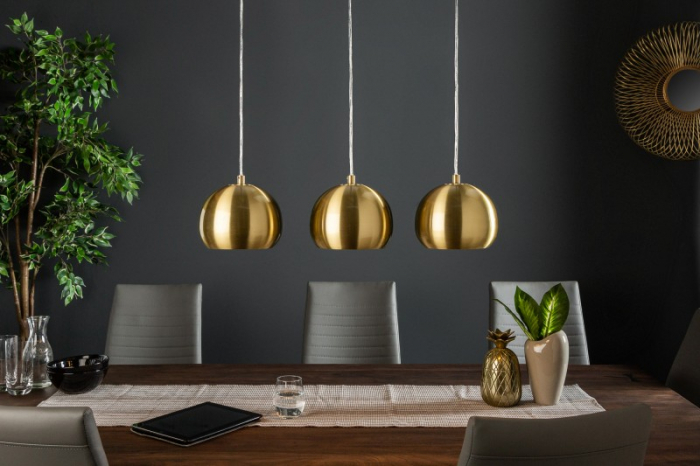 Lustra moderna Anita 65 cm, 3 abajururi din metal auriu [3]
