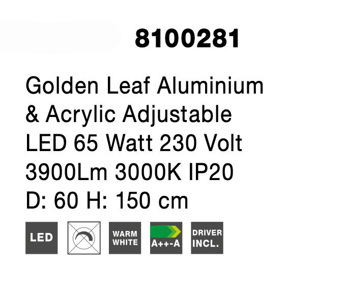 Lustra moderna aurie 2 pendule rotunde reglabile LED Kodey Ø60 cm, design lux, 8100281 - Novaluce [8]