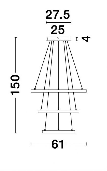 Lustra moderna aurie 3 pendule rotunde reglabile LED dimabil Kodey Ø60 cm, design lux, 9501430 - Novaluce [4]