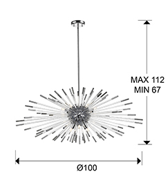 Lustra moderna aurie/crom Xenia, tije din sticla transparenta cu terminatii metalice, inaltime reglabila, 381635 - Schuller [7]