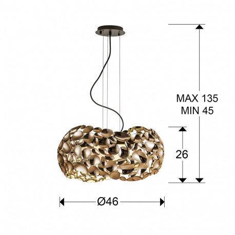 Lustra moderna crom/alb/aur roz Daria, Ø 47 cm, metal, inaltime reglabila, 266284 - Schuller [6]