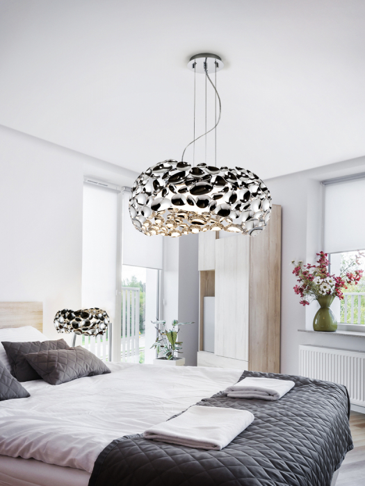 Lustra moderna crom/alb/aur roz Daria, Ø 47 cm, metal, inaltime reglabila, 266284 - Schuller [2]