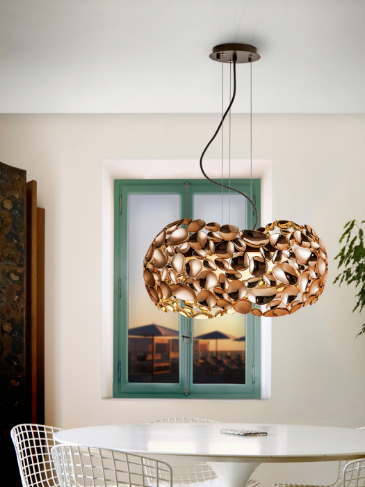 Lustra moderna crom/alb/aur roz Daria, Ø 47 cm, metal, inaltime reglabila, 266284 - Schuller [7]