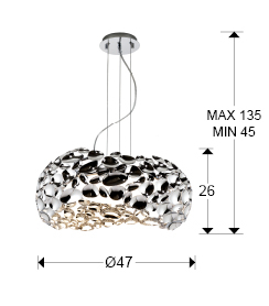 Lustra moderna crom/alb/aur roz Daria, Ø 47 cm, metal, inaltime reglabila, 266284 - Schuller [4]